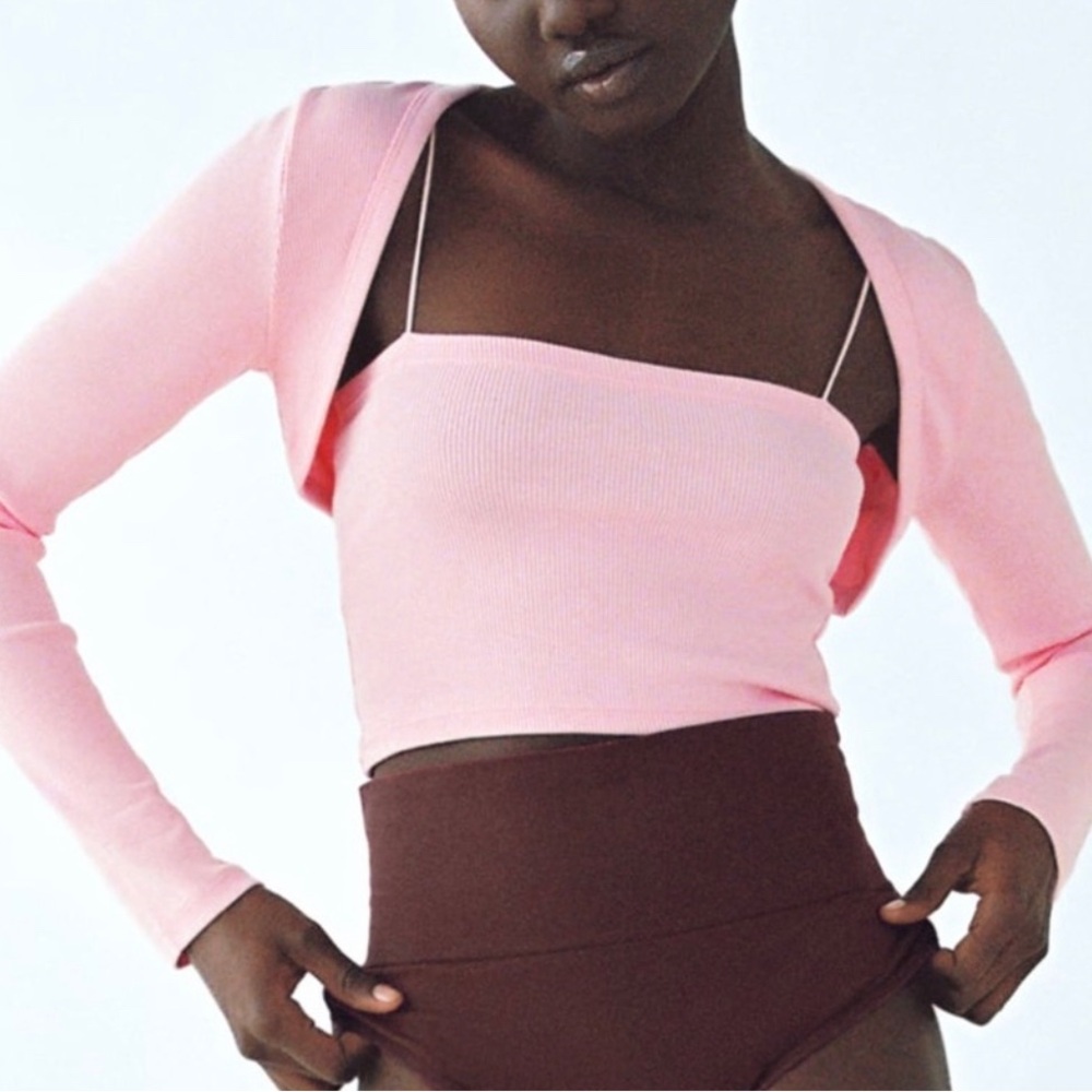 Zara pink tank top + bolero set